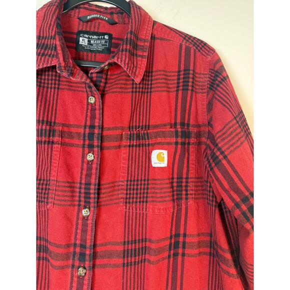 Carhartt Shirt Rugged Flex Relax Fit Women Size XL Buffalo Plaid Flannel - Picture 6 of 9
